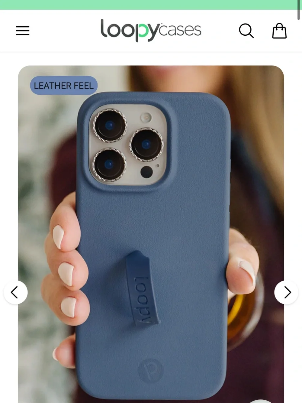 Loopy Case Slate Blue Leather-Feel Phone Case with Finger Loop